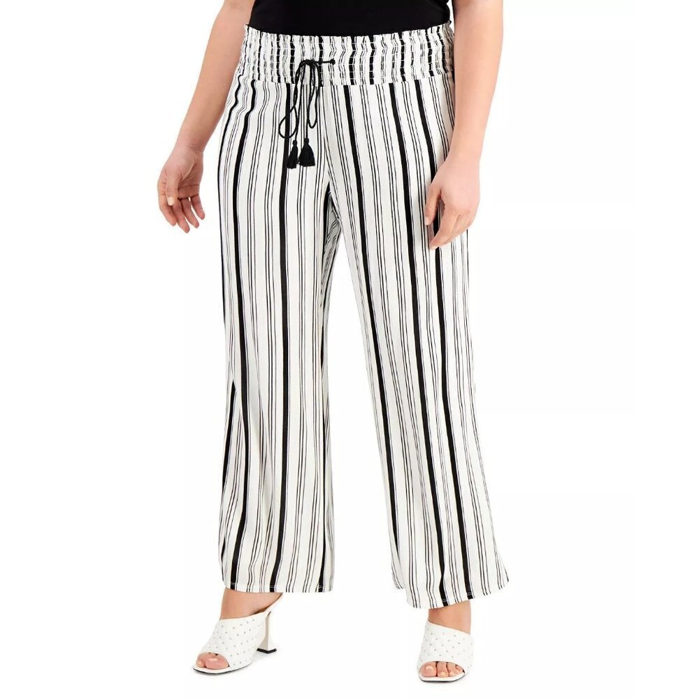 INC International Concepts Womens Size XL Striped Crinkled‎ Gauze Pull-On Pants